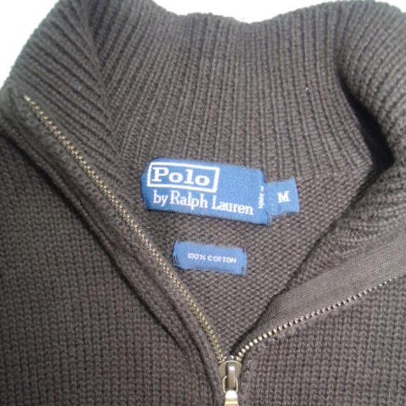 Ralph Lauren Brown Pony Pull Over QTR Zip RIBBED - Picture 3 of 4